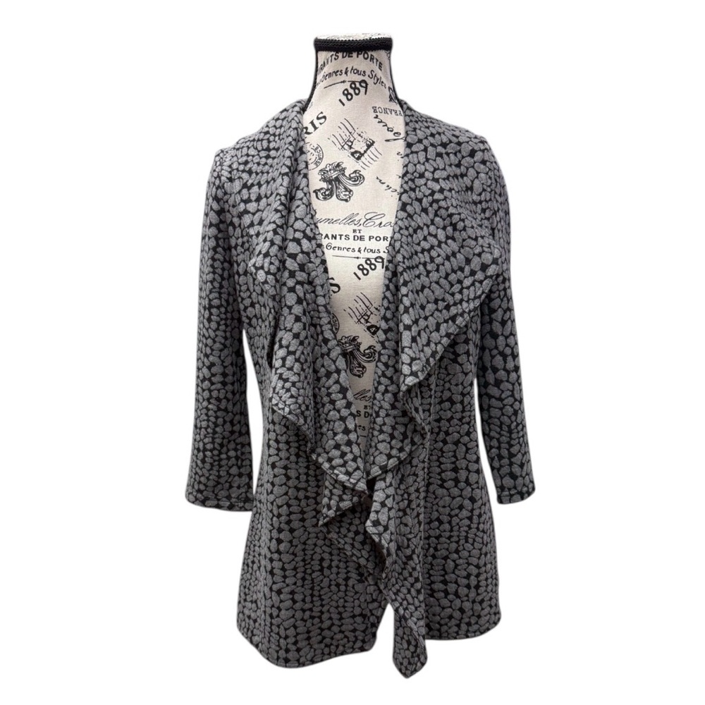 Calvin Klein Animal Print Ruffle Front Knit Blazer Jacket 3/4” Sleeve